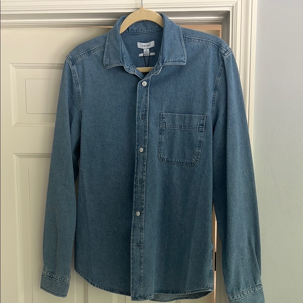 NWT Reiss Pellow LS Denim Button Down Shirt | Small